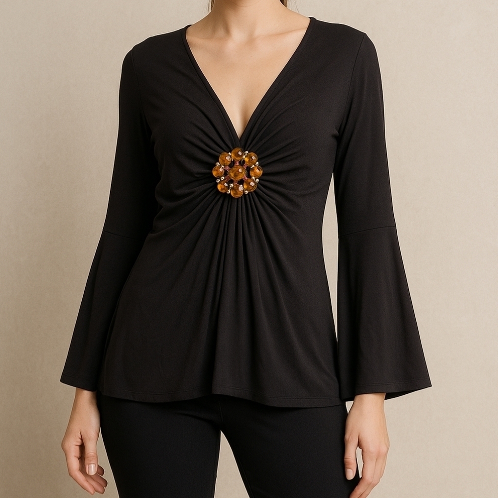 💙 Landeas Star Collection Stretchy Longsleeve Soft Flowy Top Viscose Y2K Goth